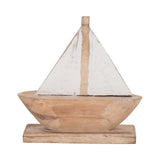 Mystic Natural/White Small Wood Sailboat