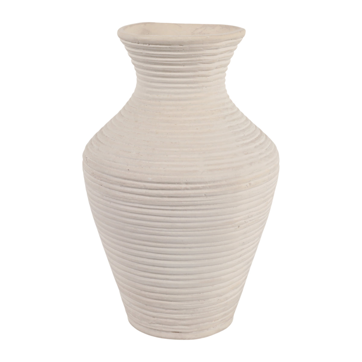 Brazos Ivory Medium Paper Mache Ribbed Vase