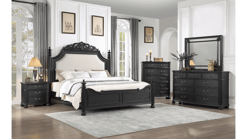 Kingsbury Black Queen Arched Bed