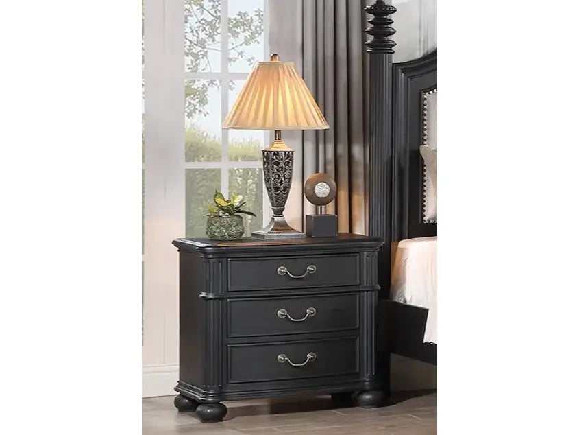 Kingsbury Black Nightstand - Ornate Home