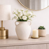 Drakewell Ivory Paper Mache Vase with Handles