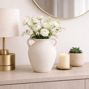 Drakewell Ivory Paper Mache Vase with Handles