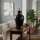 Arlenbeach Black/Gold Large Ceramic Temple Jar