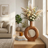 Draperwell Natural Donut Shaped Wood Vase
