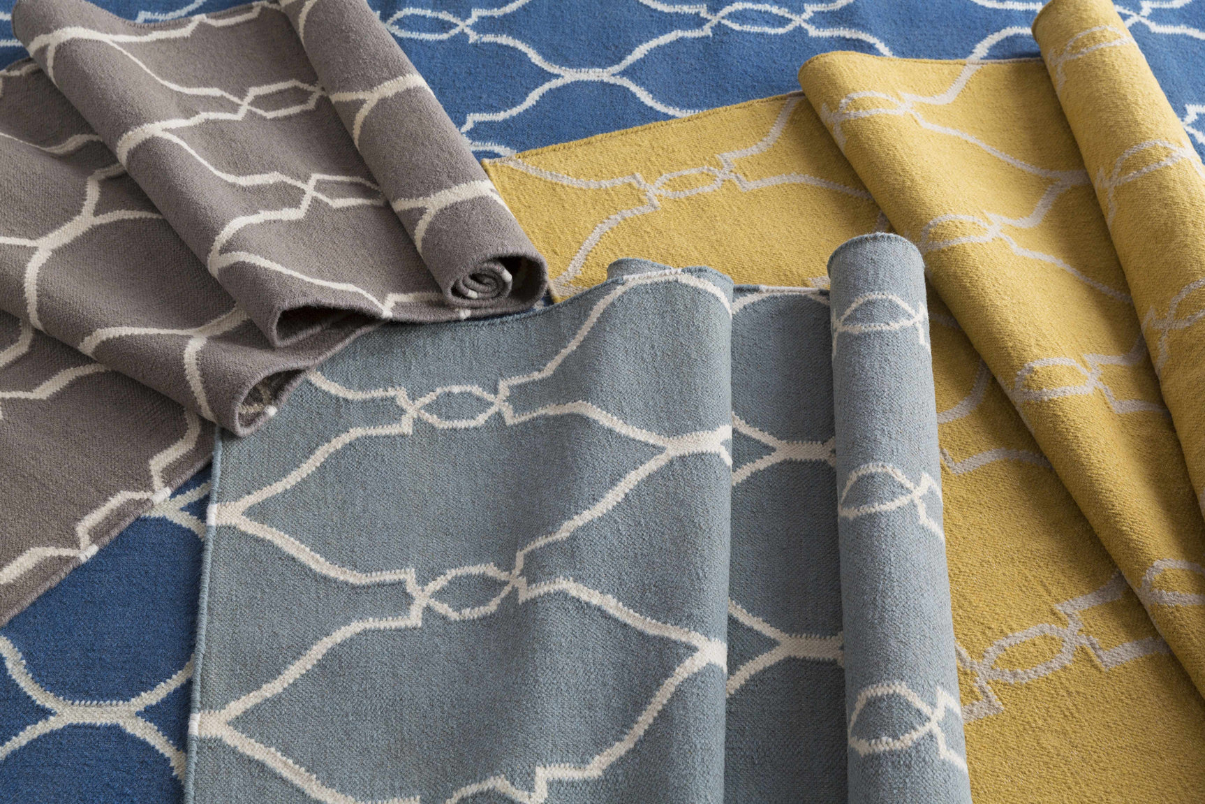 Baconton Blue/Beige Trellis Wool Rug - Clearance