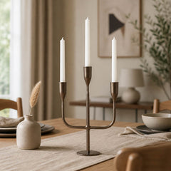 Olive Gold/Bronze 3-Taper Holder Centerpiece