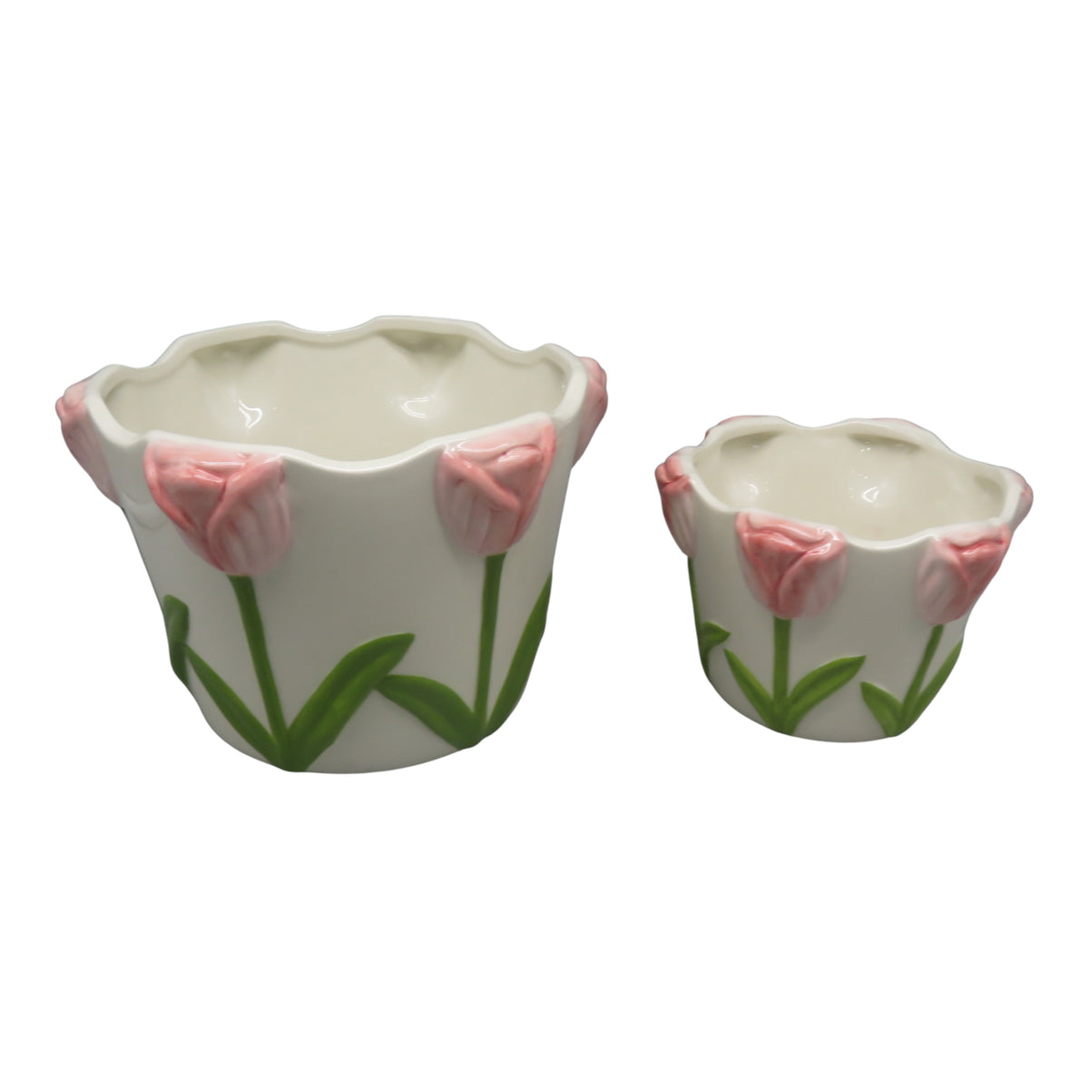 Glenbrook Multicolor Dimensional Tulips on Planters (Set of 2)