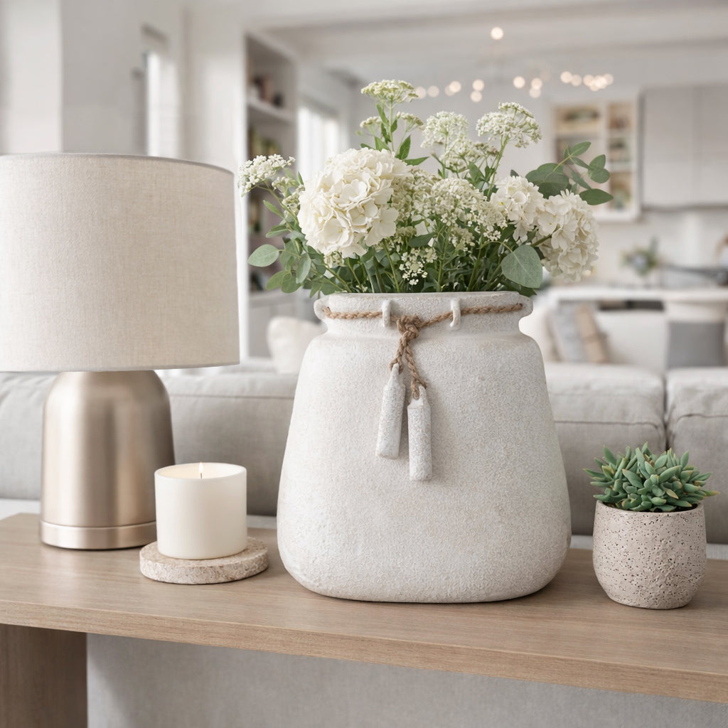 Gerber White Ecomix Vase with Jute Detail