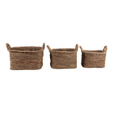 Edom Natural Water Hyacinth Chunky Baskets (Set of 3)