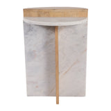 Plumas White/Natural Wood and Marble Combo Accent Table