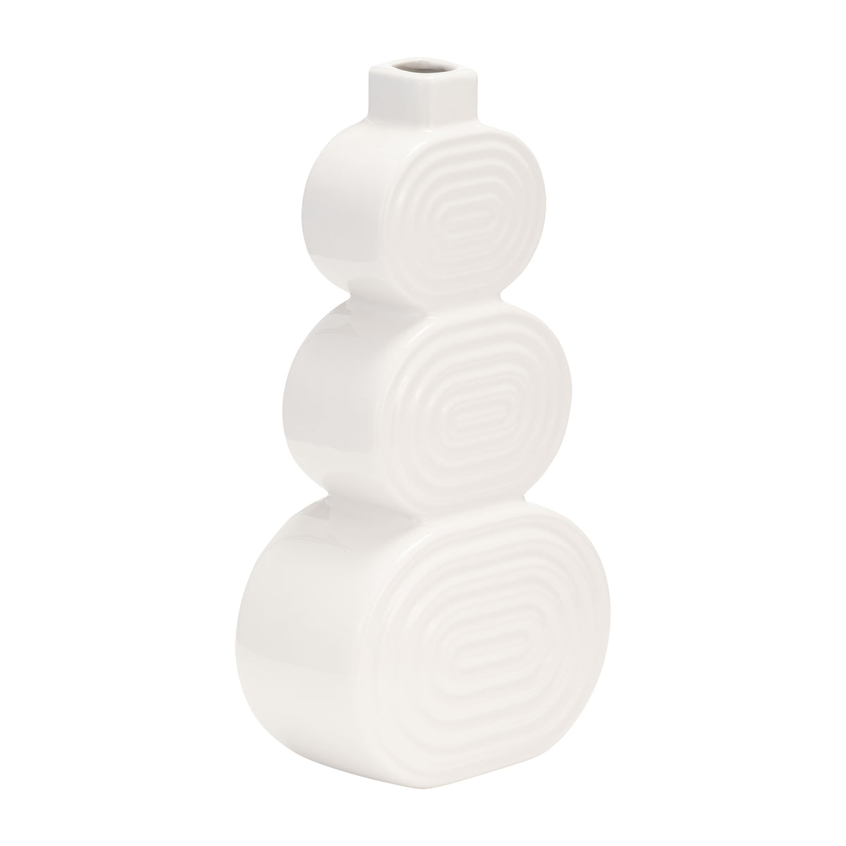Saxon White Large Ceramic Stacked Circles Vase