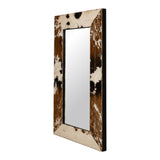 Racimo Brown/White Small Hair on Hide Cow Print Mirror