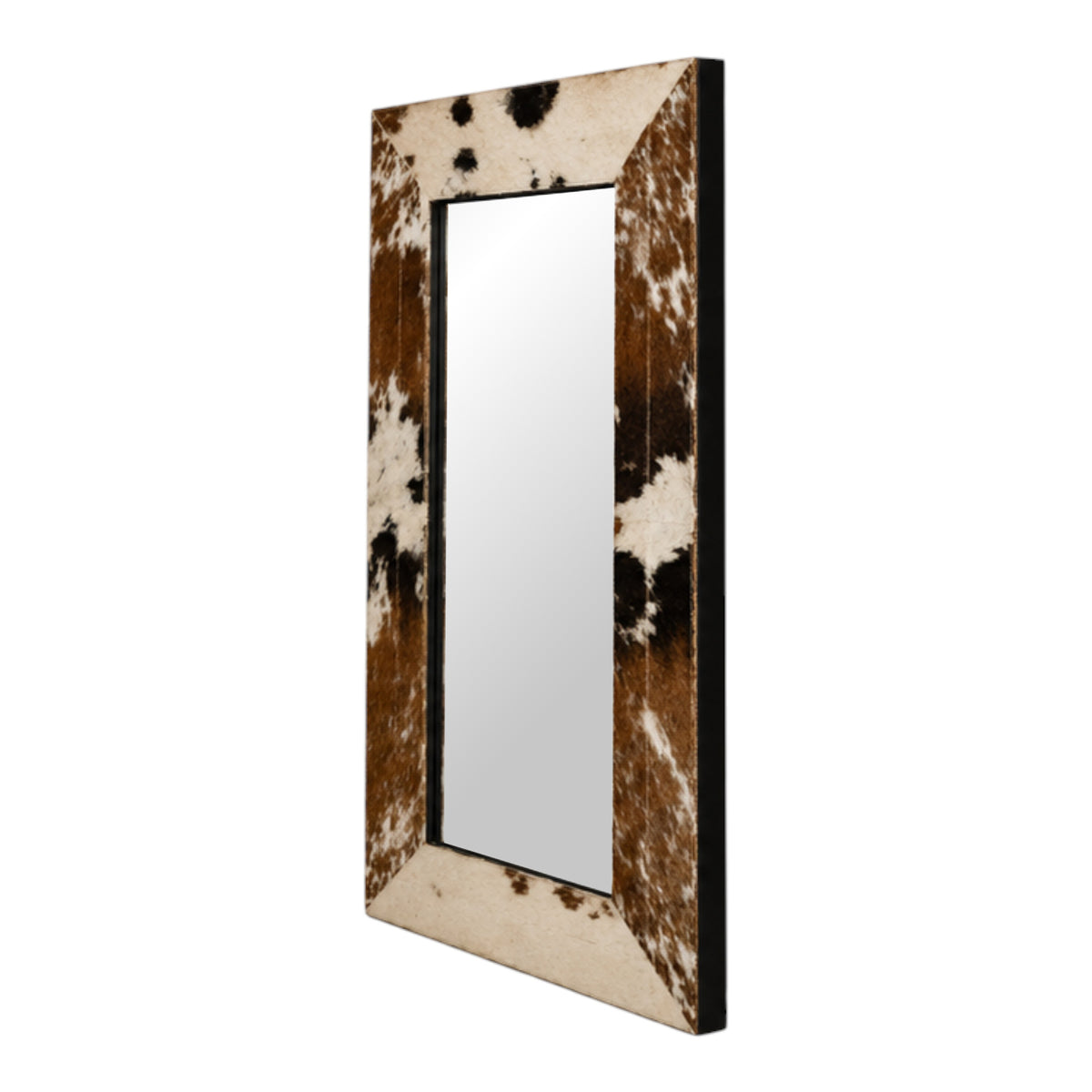 Racimo Brown/White Small Hair on Hide Cow Print Mirror