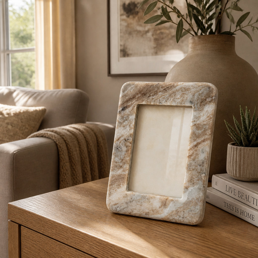 Shippee Beige Small Torrento Marble Photo Frame