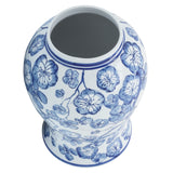 Sespe Blue/White Temple Jar with Hibiscus - 15425-03EC