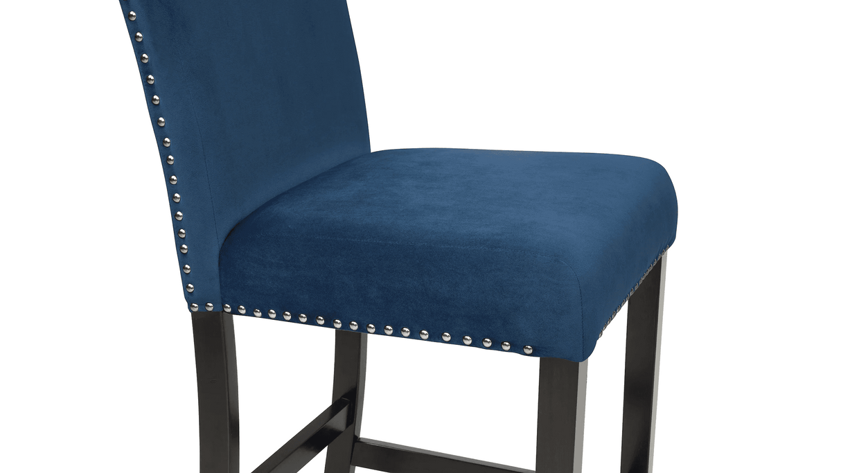 Lennon Royal Blue Velvet Counter Height Dining Chair (Set of 2) - Ornate Home