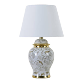 Spencerport White/Brown/Gold Lamp