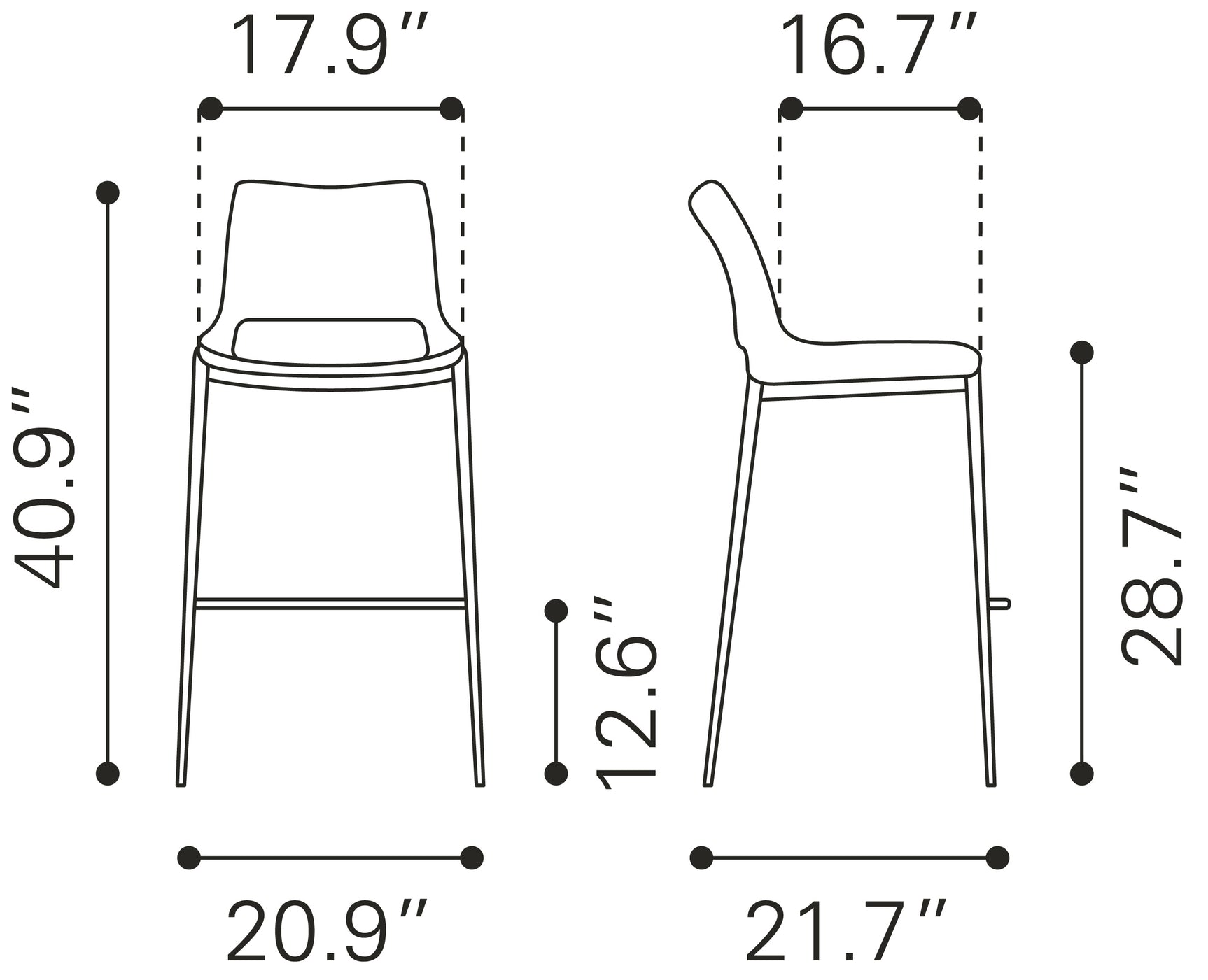 Ace Dark Gray & Walnut Barstool (Set of 2)