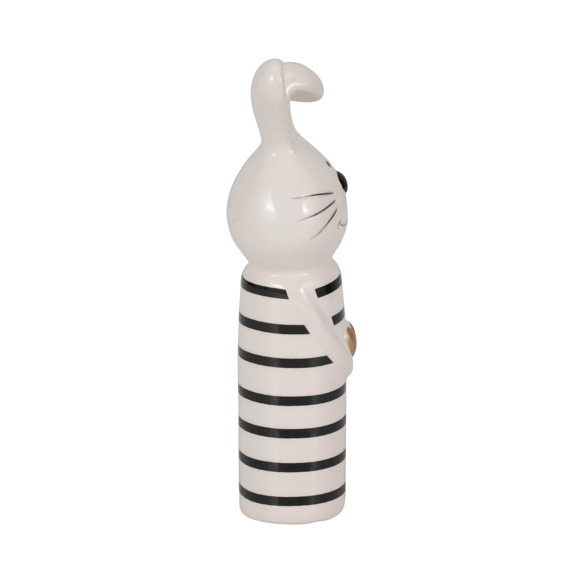 Glendora White/Black/Gold Small Lines Bunny with Heart
