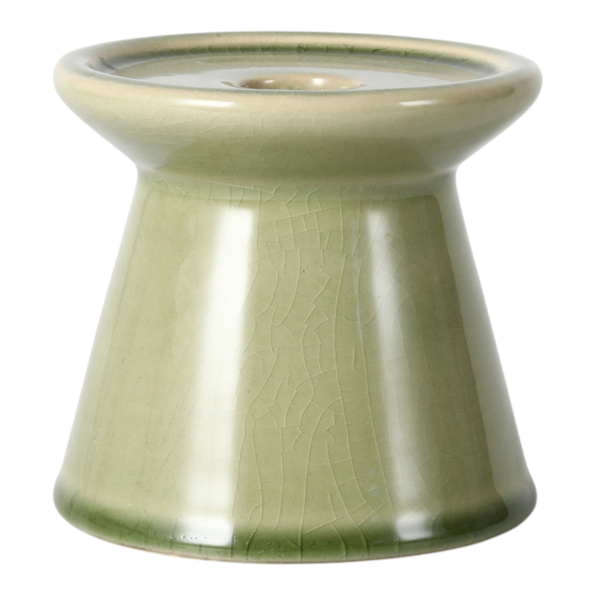 Hobergs Green Small Crackle Modern Taper and Pillar Holder