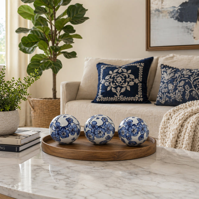 Hewittfield Blue/White Orbs (Set of 3)