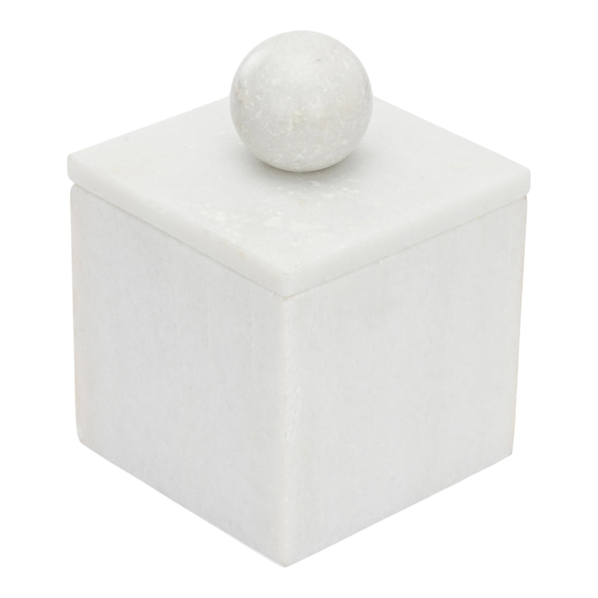 Hollystone White Marble Box with Ball Knob
