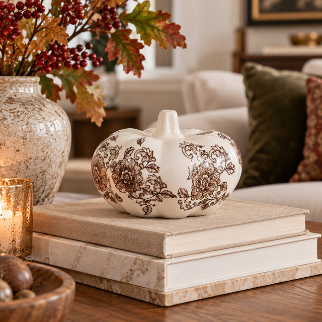 Earp Brown/White Small Chinoiserie Pumpkin