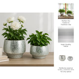 Antonshaw Silver Curved Crackle Mosaic Planters (Set of 2)