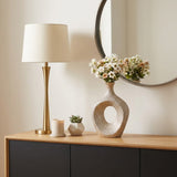 Alray Champagne Beaded Oval Cut Out Vase