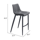 Magnus Dark Gray & Black Barstool (Set of 2)
