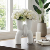 Clyde White Modern X Shape Terracotta Vase