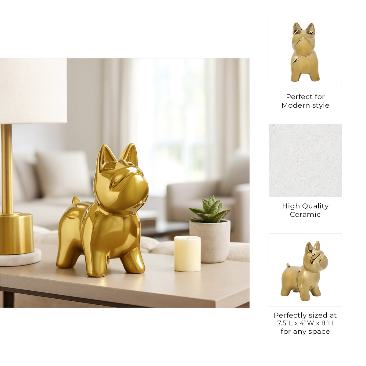 Vinvale Gold Ceramic Dog Table Decor