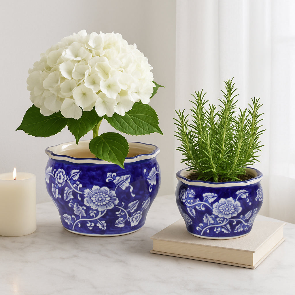 Henleydale Blue/White Small Planters (Set of 2)