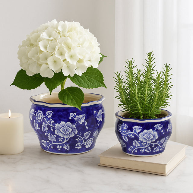 Henleydale Blue/White Small Planters (Set of 2)