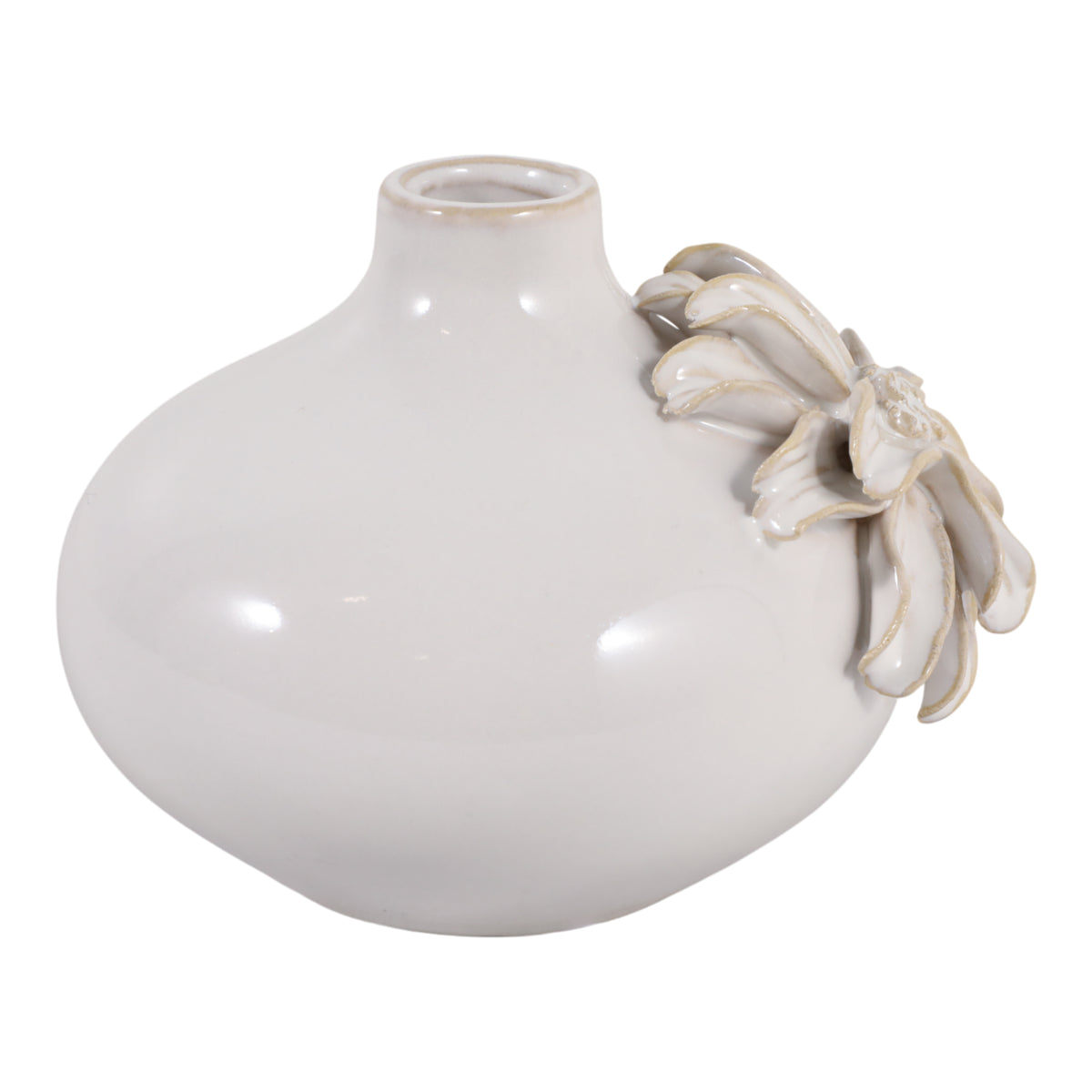 Flynnrun Ivory Dahlia Applique Short Bud Vase