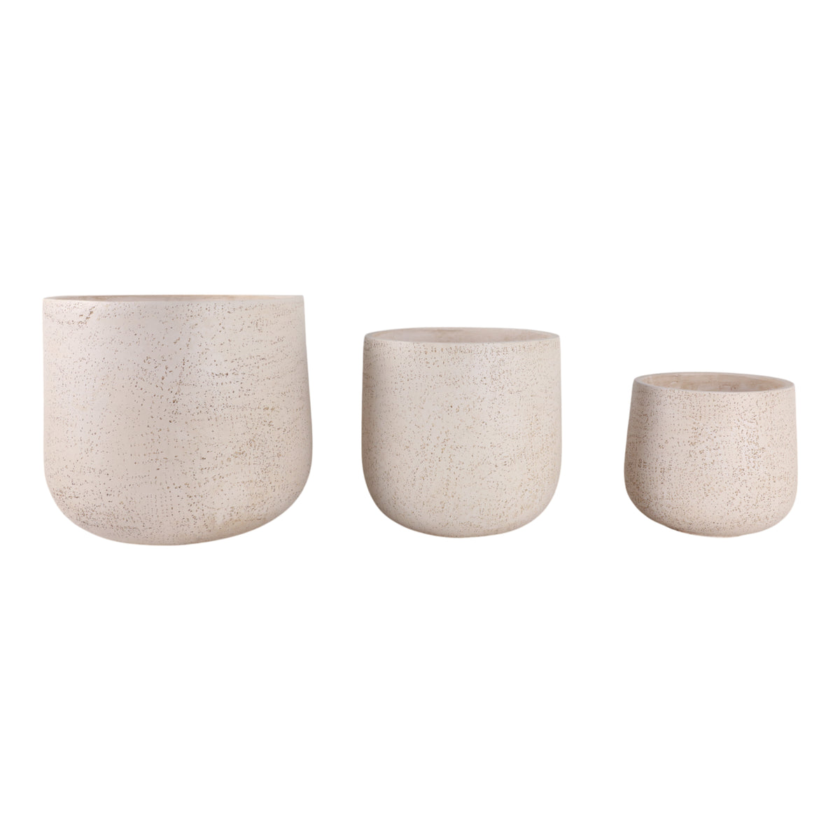 Toddcliff Ivory Resin Cement Texture Planters (Set of 3)