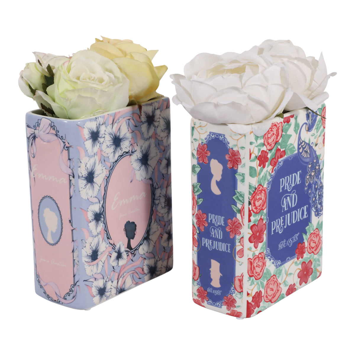 Aptos Multicolor Jane Austen Novels Book Vases (Set of 2)