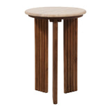 Buena Park Tan Accent Table with Travertine Top