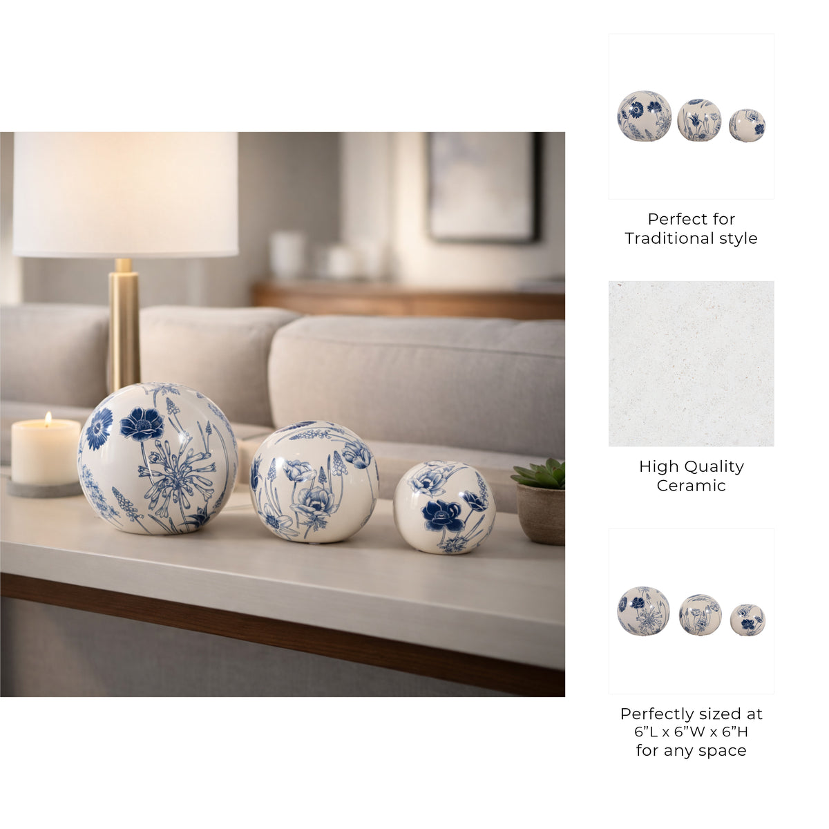 Tesswind Blue/Ivory Orbs (Set of 3)