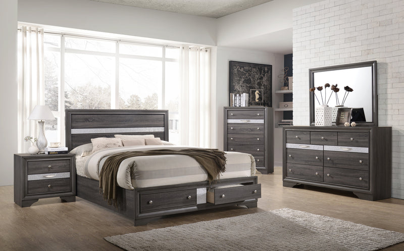 Matrix Gray King Storage Bed - Ornate Home