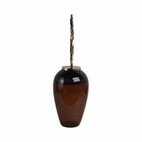 Verdant Brown Small Glass Vase with Crown Top