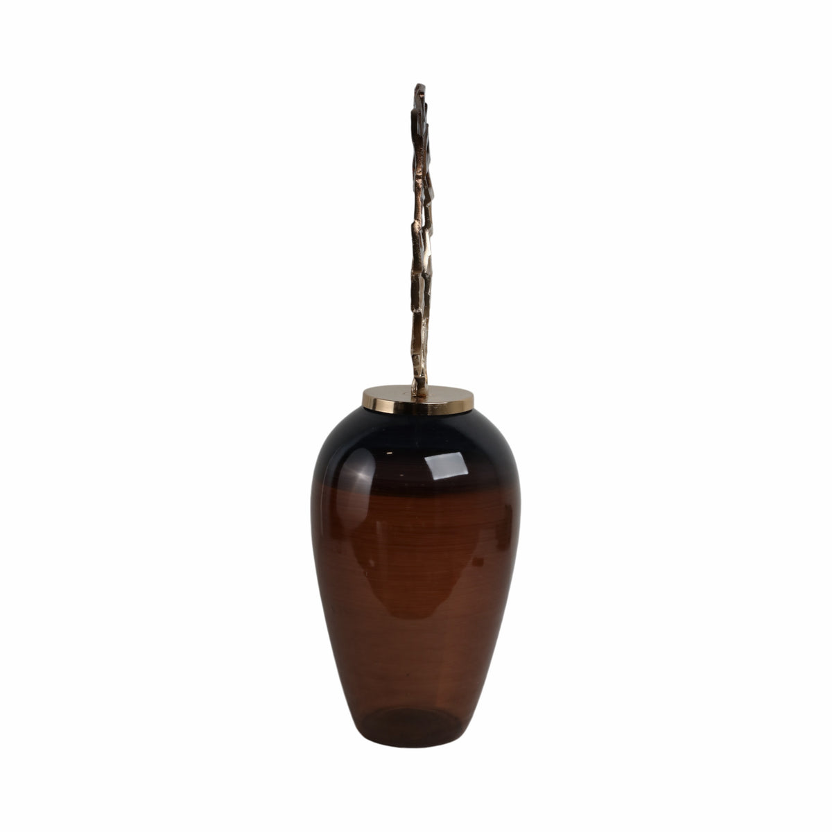 Verdant Brown Small Glass Vase with Crown Top