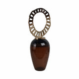Verdant Brown Small Glass Vase with Crown Top