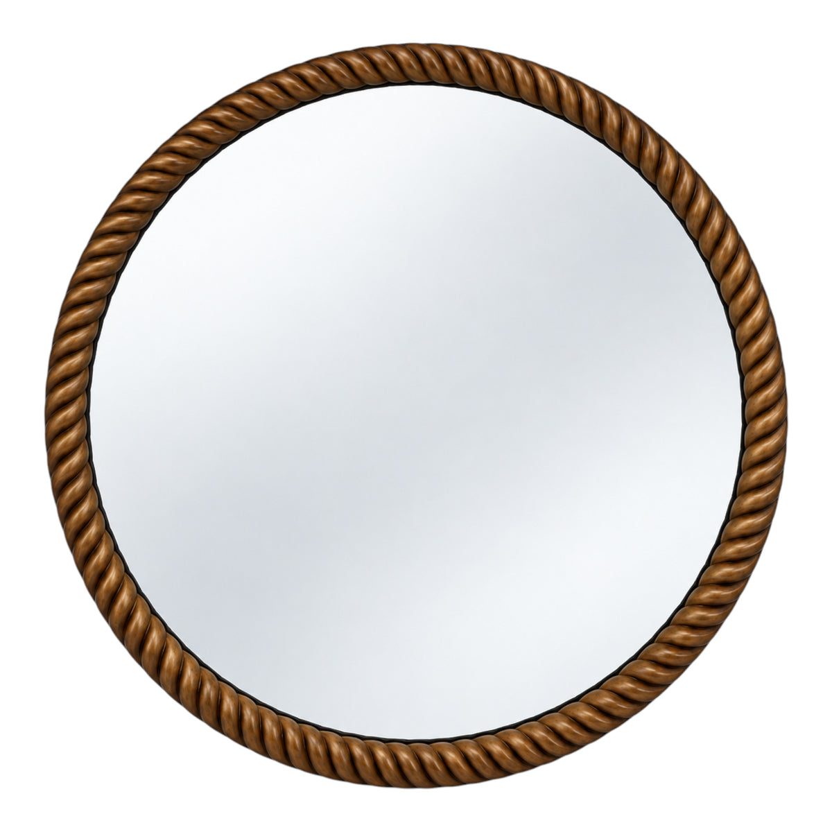 Fiddletown Walnut Twisted Wooden Round Frame Wall Mirror