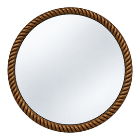 Fiddletown Walnut Twisted Wooden Round Frame Wall Mirror