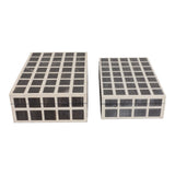 Rico Ivory/Brown Etched Squares Resin Boxes (Set of 2)