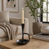 Keyes Black Small Taper Holder with Drip Dish