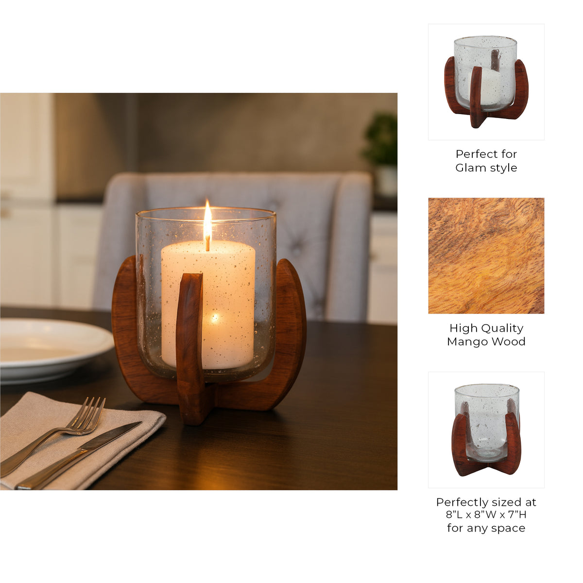 El Portal Brown/Clear Glass Votive Holder with Base