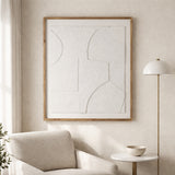 Big Pines White/Brown Paper Mache Wall Art with Wooden Frame and Glass