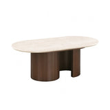 Alvik Dark Walnut/Light Beige Oval Coffee Table